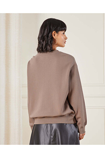 REDTAG Women Brown Floral Embroidered Sweatshirt