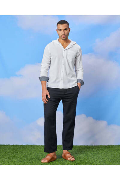 REDTAG Men Navy Relax Fit Trousers