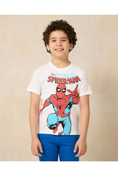 REDTAG Boys White And Blue Spiderman Pyjama Set (2 Piece)