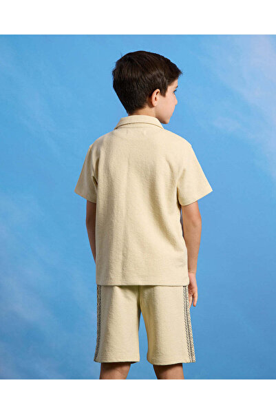 REDTAG Boys Beige Embroidered Shirt And Shorts Set (2 Piece)