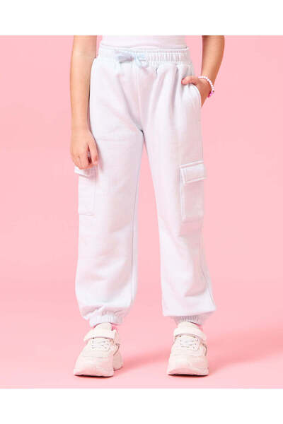 REDTAG Girls White Cargo Pocket Active Track Pants