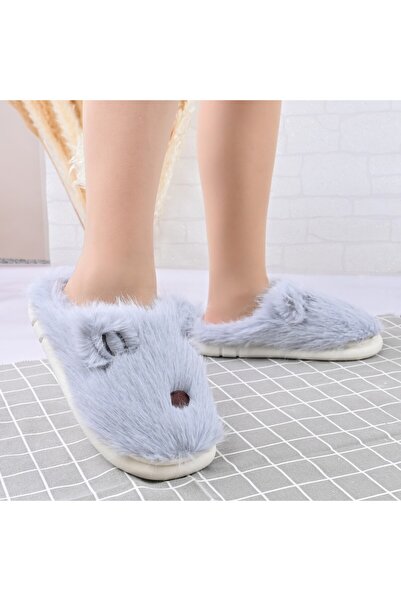 Tmall Women's Fluffy Slippers,With Rabbit I,With Fur,TM1PD1069,Blue
