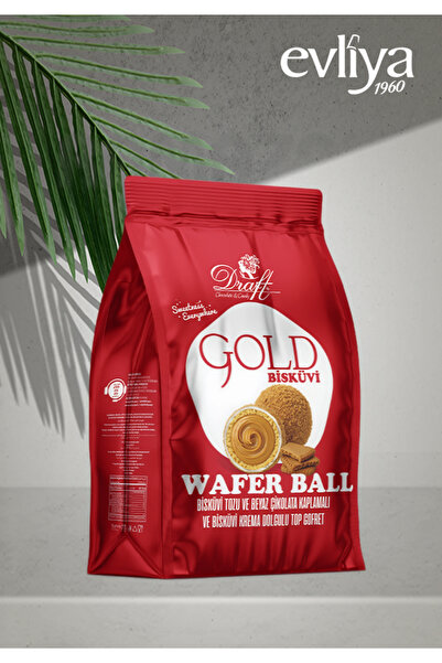 Evliya Şekerleme DRAFT GOLD BİSKÜVİ TOZU VE SÜTLÜ ÇİKOLATA KAPLAMALI GOFRET 150gr