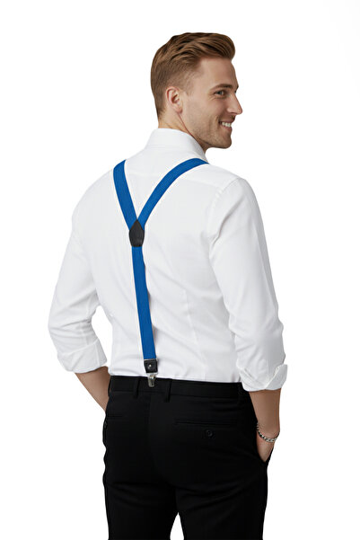 DeepSEA Unisex Blue Leather Stretchable Elastic Adjustable Metal Clip Trouser Hanger 2602025