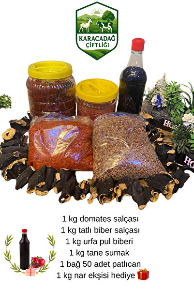 karacadağ Çiftliği Doğal Set – Salça, Pul Biber, Sumak, Patlıcan + Nar Ekşisi...