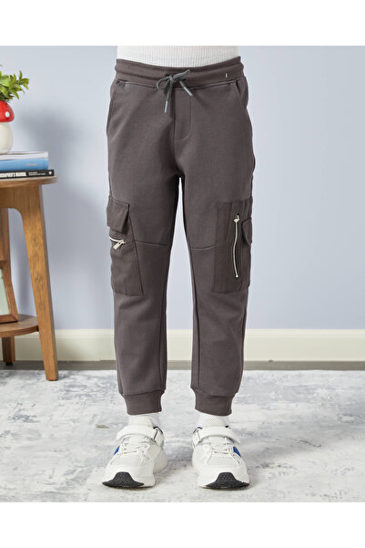 REDTAG Boys Charcoal Cargo Pocket Active Pants