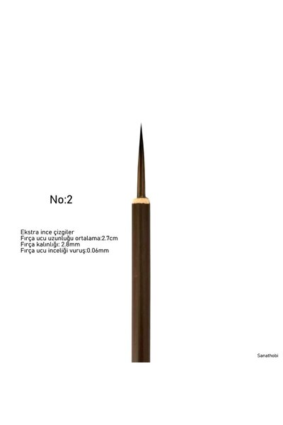 Sanathobi Tahrir Fırçası Kurt Kılı No:2-çini, seramik, tezhip, minyatür, brush, ekstra ince-1 Adet