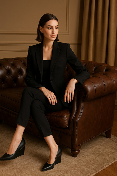 carweza حذاء مينديز نسائي بكعب عريض أسود