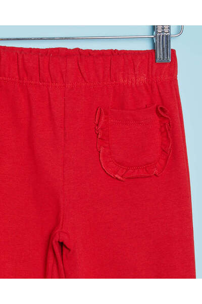 REDTAG Infant Girls Red Solid Active Pants With Pocket