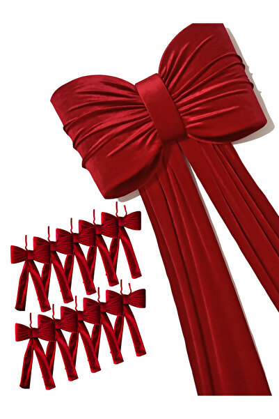 Insolito Custom Set funde Crăciun din catifea roșie – 1 fundă mare + 10 funde mici