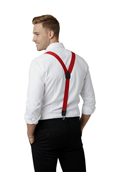 DeepSEA Unisex Red Leather Stretchable Elastic Adjustable Metal Clip Trouser Hanger 2602025