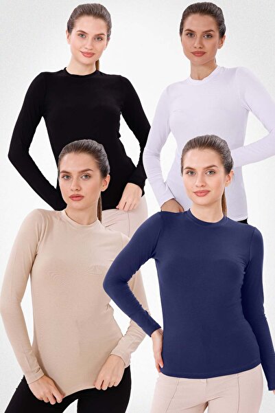 Yade Fashion Uzun Kol Bisiklet Yaka Body 4'lü Set