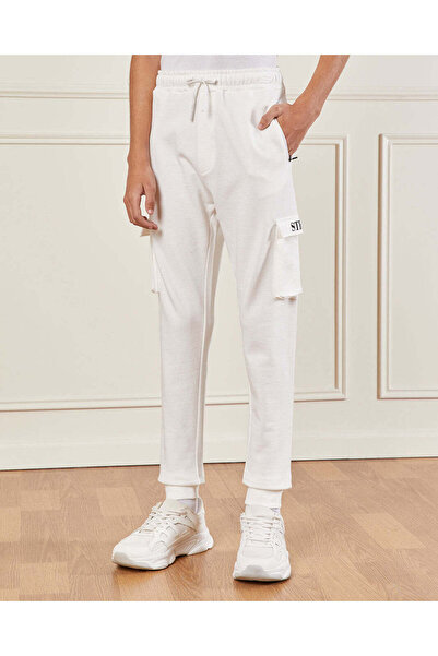 REDTAG Senior Boys White Cargo Active Pants