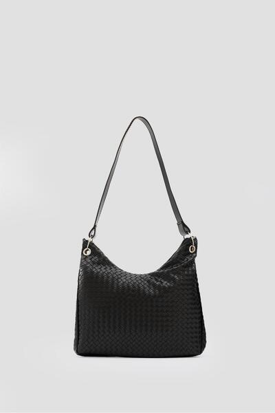 Shule Bags Valerie Braided Shoulder Bag Black