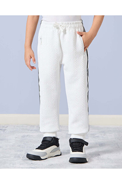 REDTAG Boys White Embossed Jogger Set (2 Piece)