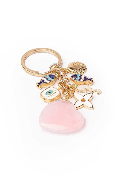 Astrolog Elvan Ruh Eşi Aşk Anahtarlığı Pembe Kuvars Taşlı Anlamlı Hediye Anah...