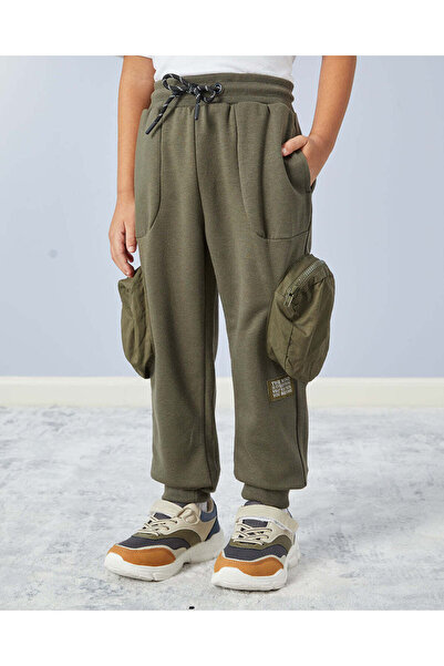 REDTAG Boys Olive Cargo Pocket Track Pants