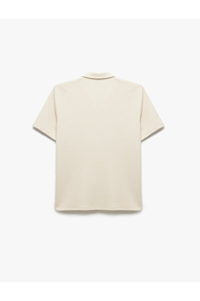 Koton Turn-Down Collar Waffle Textured Regular Fit Cotton Short Sleeve Shirt