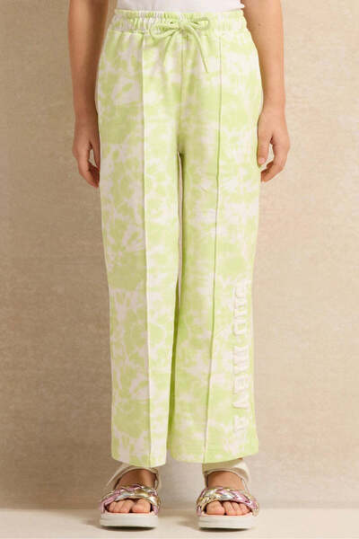REDTAG Girls White And Green Printed Track Pants