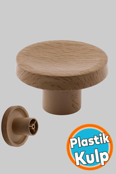 NZB Plastik Düğme Kulp Kubik Doğal Meşe Renk Mobilya Dolap Çekmece Kulpu Kulbu Tek Vidalı Bohem İç Bükey