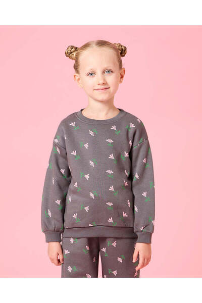 REDTAG طقم كاجوال بطبعة كاملة باللون الفحمي للبنات (قطعتان)