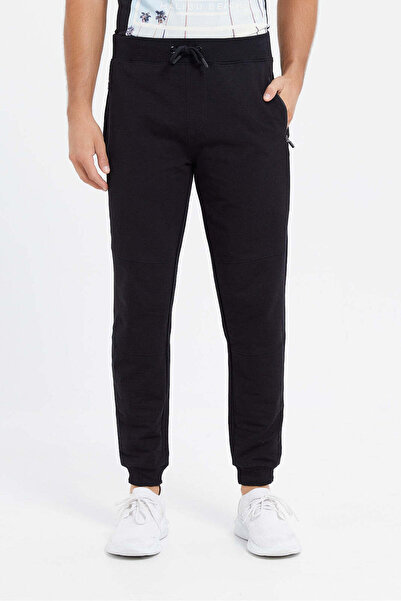 REDTAG Men Black Stretch Biker Jogger