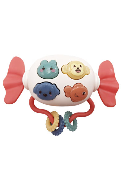 Krista Jucărie interactivă pentru bebeluși cu muzică, lumini și piese moi pentru dentiție, bomboane roz