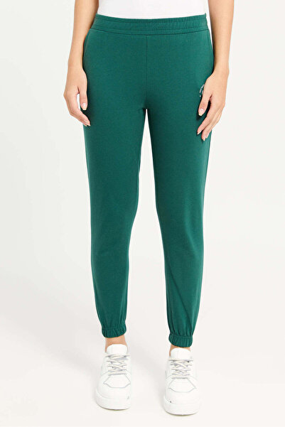 REDTAG Women Green Elasticated Hem Plain Joggers