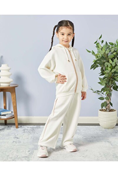REDTAG Girls White Wide Leg Active Track Pants