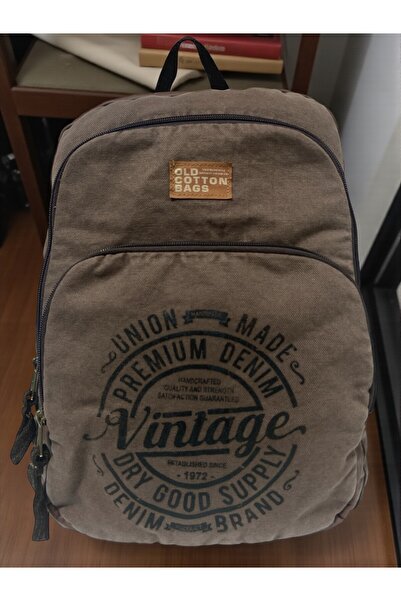 Old Cotton Quality Black Vintage Casual Printed Design Daily Outing School Backpack Revilla Bag 28X38Cm