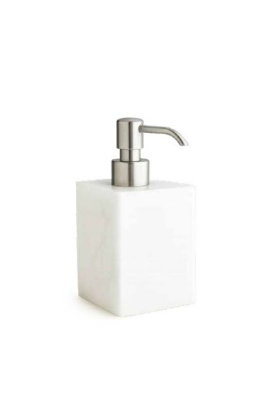 TREESSECI Baster Square Liquid Soap Dispenser, Countertop - Natural Stone/Chrome