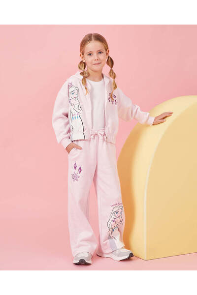 REDTAG بدلة رياضية وردية اللون بغطاء رأس وغطاء للرأس للبنات (قطعتان)