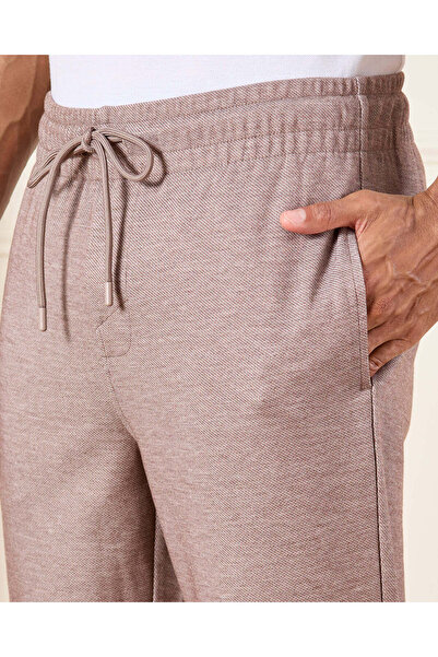 REDTAG Men Beige Smart Knitted Track Pants