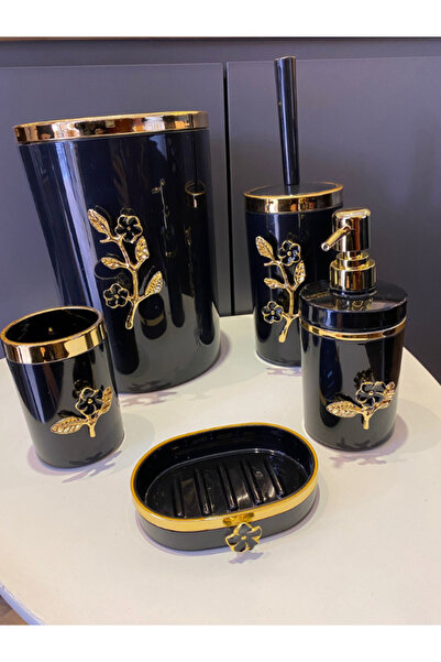 Ucuz Parçacım طقم حمام أكريليك عالي الجودة بتفاصيل زهرية – طلاء ذهبي كروم |  ...