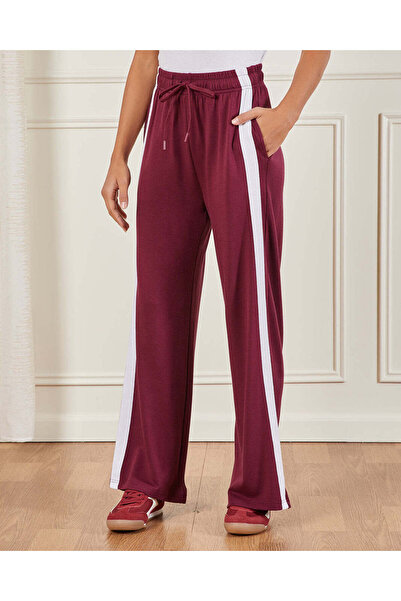 REDTAG Women Burgundy Sidetape Detail Active Pant