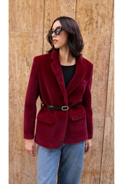 LUMERA BY TUĞBA KARADAĞ Kemerli Yumuşak Dokulu Peluş Ceket