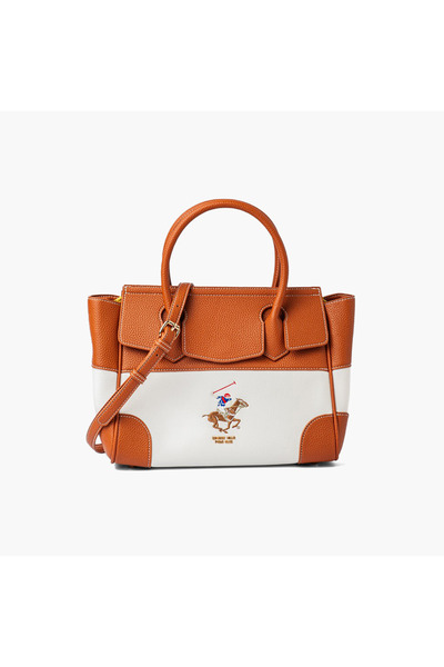 Beverly Hills Polo Club Colourblock Satchel Bag with Zip Closure