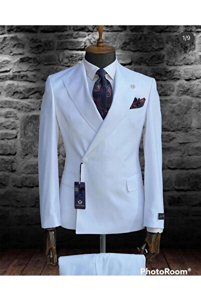 ilayda emir White One Button Double-Breasted Suit