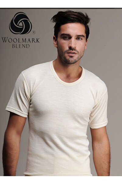 Hasyün قميص داخلي من الصوف بأكمام قصيرة للرجال