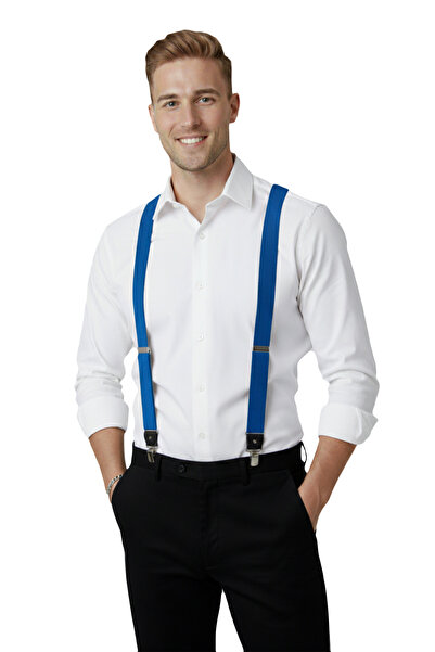 DeepSEA Unisex Blue Leather Stretchable Elastic Adjustable Metal Clip Trouser Hanger 2602025