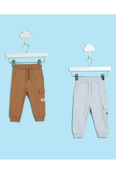 REDTAG Grey Melange & Brown Fashion Cargo 2-Pack Track Pants