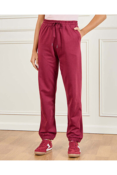 REDTAG Women Burgundy Basic Jogger