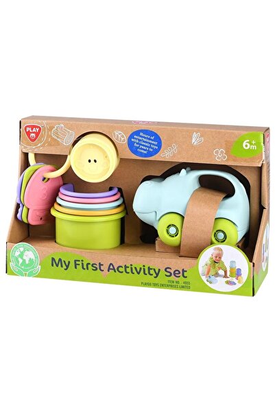 Play Go بلاستيك مستدام - مجموعة أنشطتي الأولى (كوب مكدس + سلسلة مفاتيح + سيارة فرس النهر) **