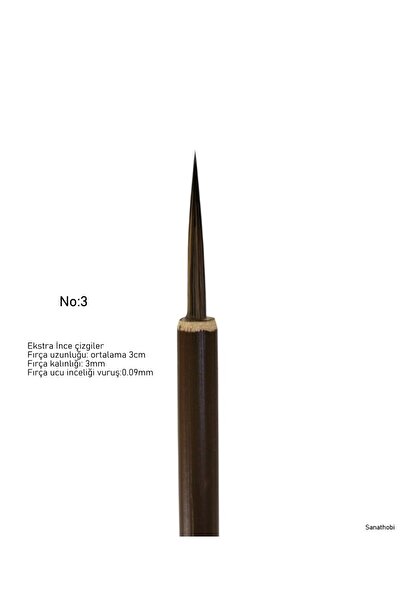 Sanathobi Βούρτσα Tahrir, τρίχες λύκου Νο: 3-χαλαζία, κεραμική, χρυσό, μινιατούρα, βούρτσα, εξαιρετικά λεπτή-1 τεμάχιο