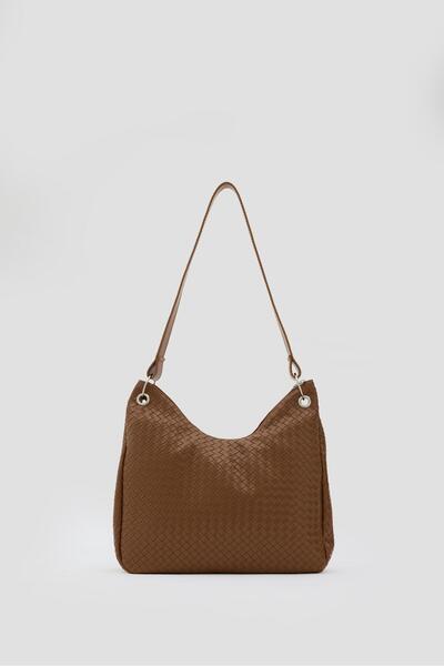 Shule Bags Valerie Braided Shoulder Bag Brown