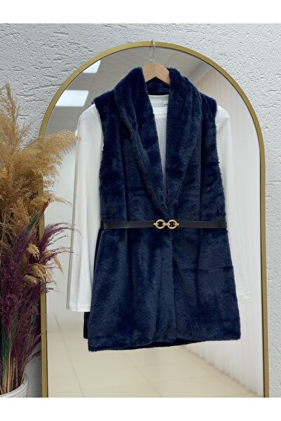 BENAHOLL سترة إلهام المخملية ذات الحزام - BN8468 أزرق داكن