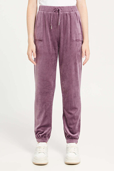 REDTAG بنطال رياضي مخملي أرجواني للفتيات الكبيرات