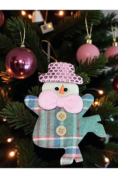 Happyland Christmas Tree Ornament Snowman Buttoned Macaron Green Color Hanging Ornament 15cm Christmas Decor Hpy26045