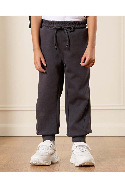 REDTAG Boys Charcoal Plain Track Pants