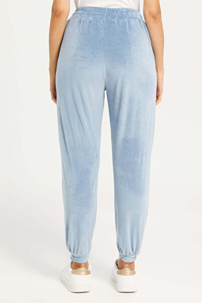 REDTAG Women Blue Velvet Jogger Sweatpants